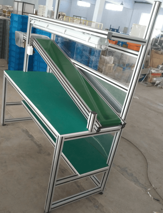 青島優耐德日照市小型皮帶機工作臺項目